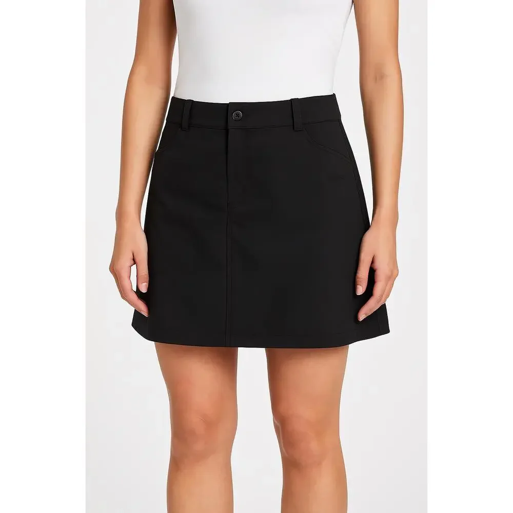 Slazenger Black Belt Loops Front Button Closure Pocket Aline Skirt Skort Size 12